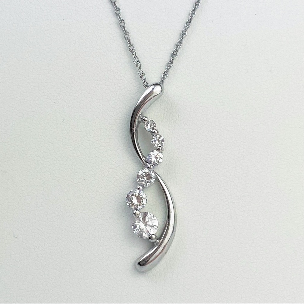 .925 Sterling Silver and Crystal Pendant Necklace